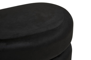 Orsina Hartford Black Velvet Oval Pouffe – Tufted Vanity Stool