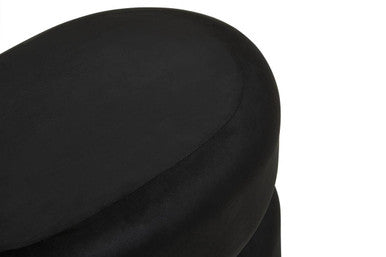 Orsina Hartford Black Velvet Oval Pouffe – Tufted Vanity Stool