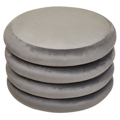 Orsina Hartford Grey Velvet Round Pouffe – Scandi Style Ottoman Footstool