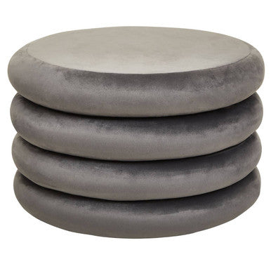 Orsina Hartford Grey Velvet Round Pouffe – Scandi Style Ottoman Footstool