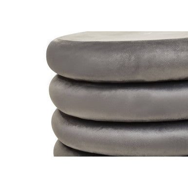Orsina Hartford Grey Velvet Round Pouffe – Scandi Style Ottoman Footstool