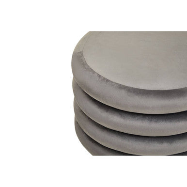Orsina Hartford Grey Velvet Round Pouffe – Scandi Style Ottoman Footstool