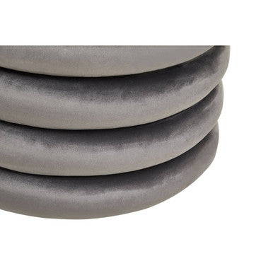 Orsina Hartford Grey Velvet Round Pouffe – Scandi Style Ottoman Footstool