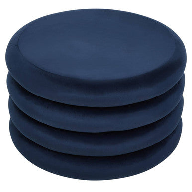 Orsina Hartford Round Velvet Pouffe – Midnight Navy Blue Footstool