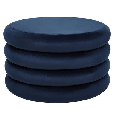 Orsina Hartford Round Velvet Pouffe – Midnight Navy Blue Footstool