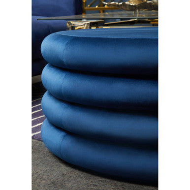 Orsina Hartford Round Velvet Pouffe – Midnight Navy Blue Footstool