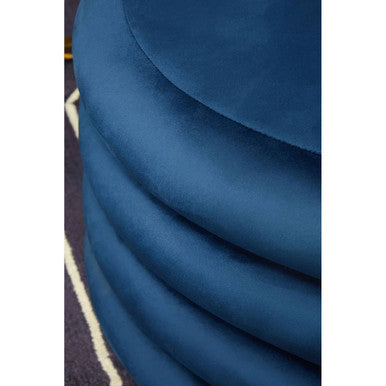 Orsina Hartford Round Velvet Pouffe – Midnight Navy Blue Footstool