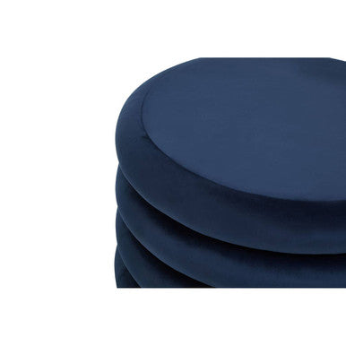Orsina Hartford Round Velvet Pouffe – Midnight Navy Blue Footstool