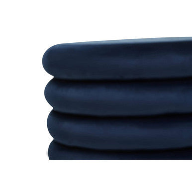 Orsina Hartford Round Velvet Pouffe – Midnight Navy Blue Footstool
