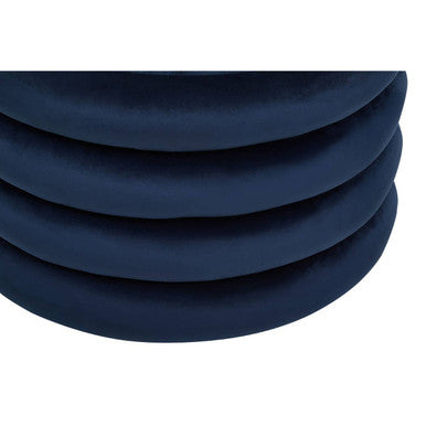Orsina Hartford Round Velvet Pouffe – Midnight Navy Blue Footstool