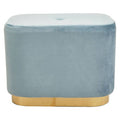 Orsina Hartford Blue Velvet Pouffe – Rectangular Ottoman with Gold Base