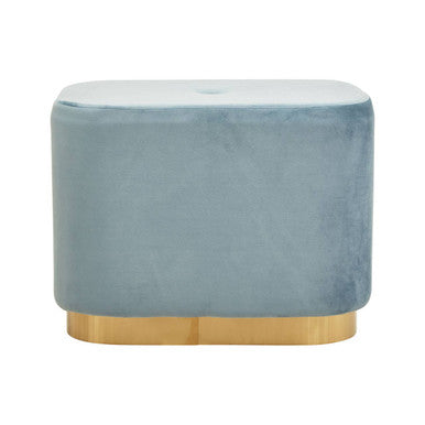 Orsina Hartford Blue Velvet Pouffe – Rectangular Ottoman with Gold Base