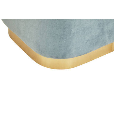 Orsina Hartford Blue Velvet Pouffe – Rectangular Ottoman with Gold Base