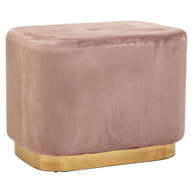 Orsina Hartford Pink Velvet Pouffe | Rectangular Ottoman with Gold Base