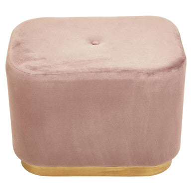 Orsina Hartford Pink Velvet Pouffe | Rectangular Ottoman with Gold Base