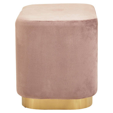 Orsina Hartford Pink Velvet Pouffe | Rectangular Ottoman with Gold Base