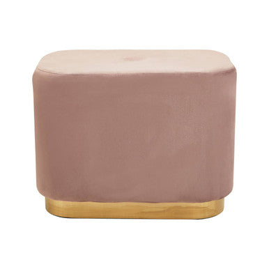 Orsina Hartford Pink Velvet Pouffe | Rectangular Ottoman with Gold Base