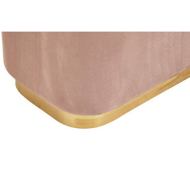 Orsina Hartford Pink Velvet Pouffe | Rectangular Ottoman with Gold Base