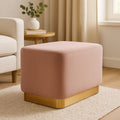 Orsina Hartford Pink Velvet Pouffe | Rectangular Ottoman with Gold Base