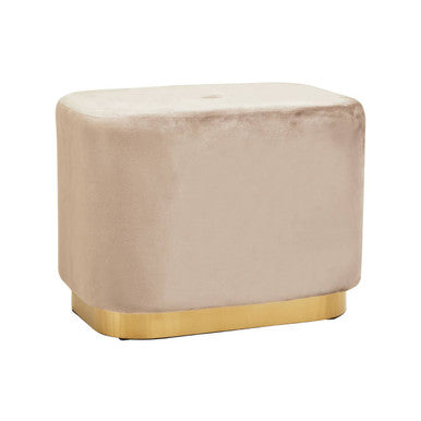 Orsina Hartford Mink Velvet Pouffe | Matte Gold Rectangular Ottoman
