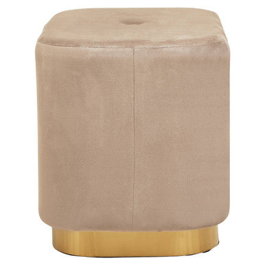Orsina Hartford Mink Velvet Pouffe | Matte Gold Rectangular Ottoman