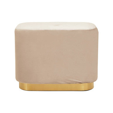 Orsina Hartford Mink Velvet Pouffe | Matte Gold Rectangular Ottoman
