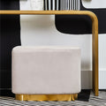 Orsina Hartford Mink Velvet Pouffe | Matte Gold Rectangular Ottoman
