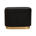 Orsina Hartford Black Velvet Pouffe | Matte Gold Rectangular Ottoman