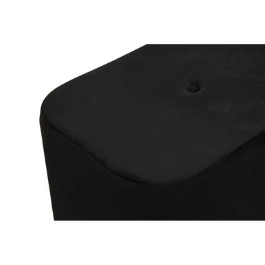 Orsina Hartford Black Velvet Pouffe | Matte Gold Rectangular Ottoman