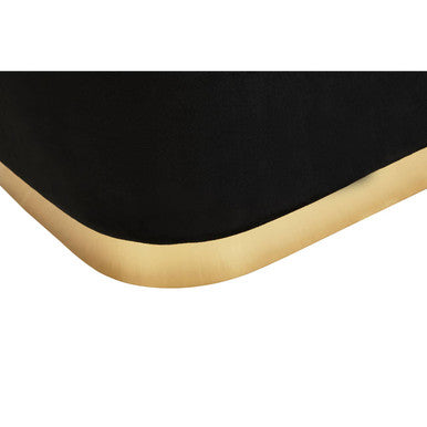 Orsina Hartford Black Velvet Pouffe | Matte Gold Rectangular Ottoman