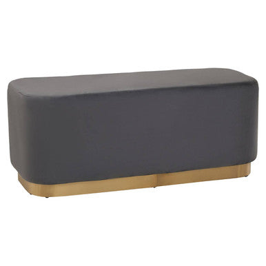 Orsina Hartford Grey Velvet Bench | Modern Matte Gold Metal Base