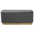 Orsina Hartford Grey Velvet Bench | Modern Matte Gold Metal Base