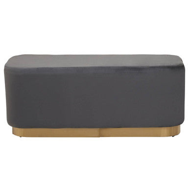 Orsina Hartford Grey Velvet Bench | Modern Matte Gold Metal Base
