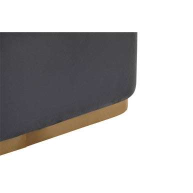 Orsina Hartford Grey Velvet Bench | Modern Matte Gold Metal Base
