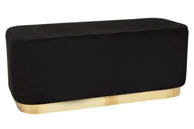 Orsina Hartford Black Velvet Bench | Modern Matte Gold Metal Base