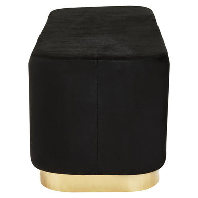 Orsina Hartford Black Velvet Bench | Modern Matte Gold Metal Base