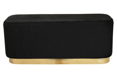 Orsina Hartford Black Velvet Bench | Modern Matte Gold Metal Base