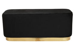 Orsina Hartford Black Velvet Bench | Modern Matte Gold Metal Base