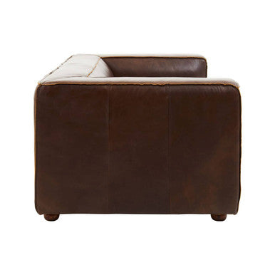 Orsina King 2 Seater Antique Brown Leather Sofa – Modern Compact Design