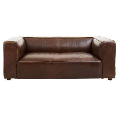 Orsina King 2 Seater Antique Brown Leather Sofa – Modern Compact Design