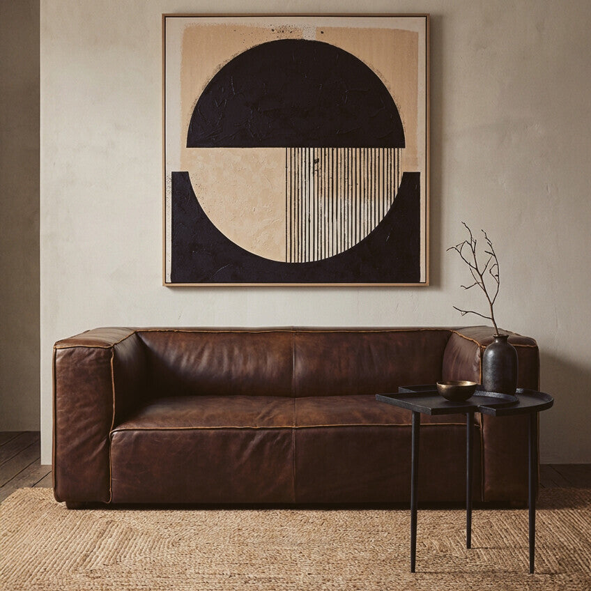 Orsina King 2 Seater Antique Brown Leather Sofa – Modern Compact Design