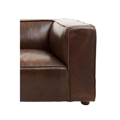Orsina King 2 Seater Antique Brown Leather Sofa – Modern Compact Design