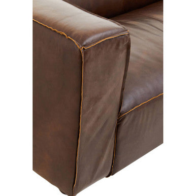 Orsina King 2 Seater Antique Brown Leather Sofa – Modern Compact Design
