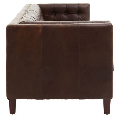 Orsina King 3 Seater Modern Chesterfield Dark Brown Leather Sofa
