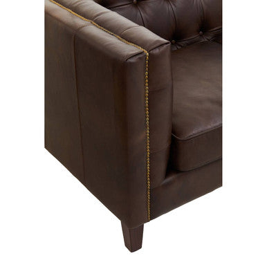 Orsina King 3 Seater Modern Chesterfield Dark Brown Leather Sofa