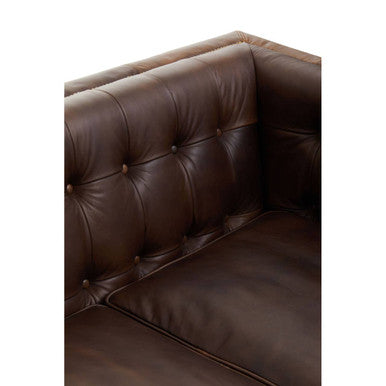Orsina King 3 Seater Modern Chesterfield Dark Brown Leather Sofa
