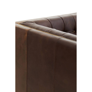 Orsina King 3 Seater Modern Chesterfield Dark Brown Leather Sofa