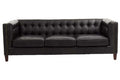 Orsina King 3 Seater Modern Chesterfield Black Leather Sofa