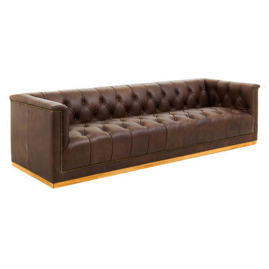 Orsina King 3 Seater Modern Chesterfield Dark Brown Leather Sofa