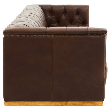Orsina King 3 Seater Modern Chesterfield Dark Brown Leather Sofa